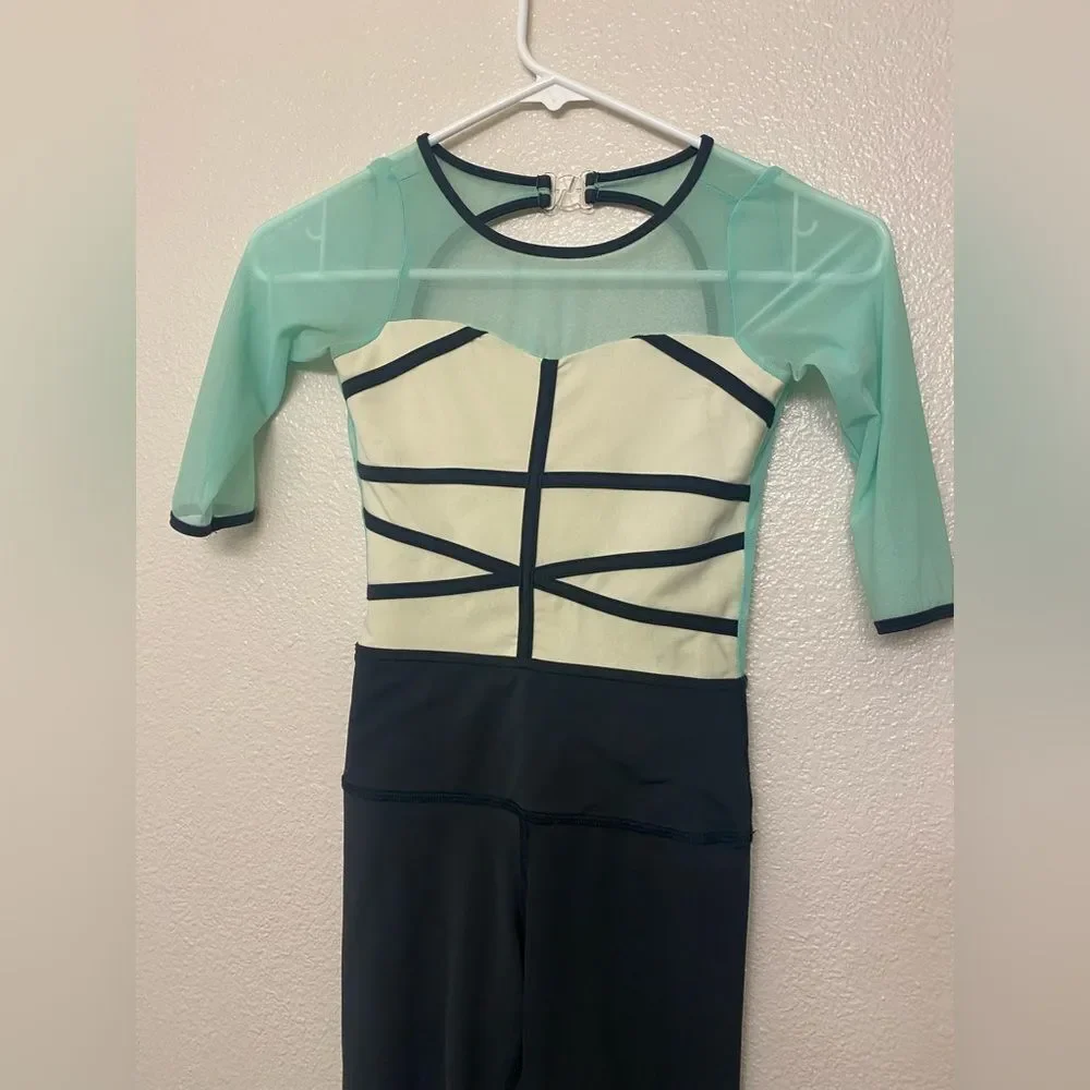 Tiger Friday dance Costume jumpsuit mint Seafoam green Cathedral Unitard XLC